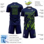 Custom Navy Neon Green Splash Sublimation Soccer Uniform Jersey