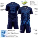 Custom Navy Powder Blue Splash Sublimation Soccer Uniform Jersey