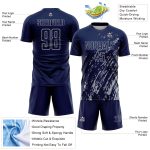 Custom Navy Gray Splash Sublimation Soccer Uniform Jersey