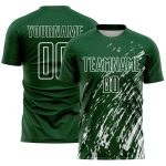 Custom Green White Splash Sublimation Soccer Uniform Jersey