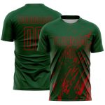 Custom Green Red Splash Sublimation Soccer Uniform Jersey