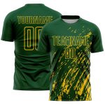 Custom Green Yellow Splash Sublimation Soccer Uniform Jersey