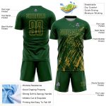 Custom Green Old Gold Splash Sublimation Soccer Uniform Jersey