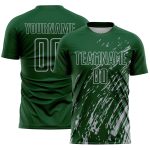 Custom Green Gray Splash Sublimation Soccer Uniform Jersey