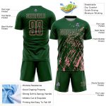 Custom Green Medium Pink Splash Sublimation Soccer Uniform Jersey