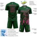 Custom Green Pink Splash Sublimation Soccer Uniform Jersey