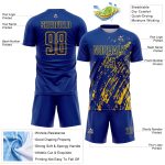 Custom Royal Yellow Splash Sublimation Soccer Uniform Jersey