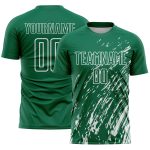 Custom Kelly Green White Splash Sublimation Soccer Uniform Jersey