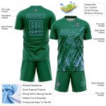 Custom Kelly Green Light Blue Splash Sublimation Soccer Uniform Jersey